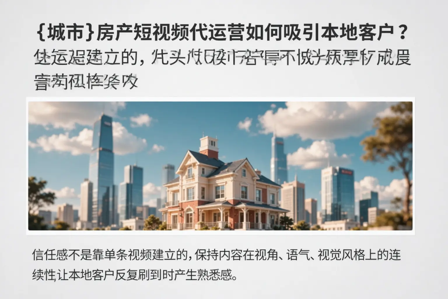 防城房产短视频代运营如何吸引本地客户？